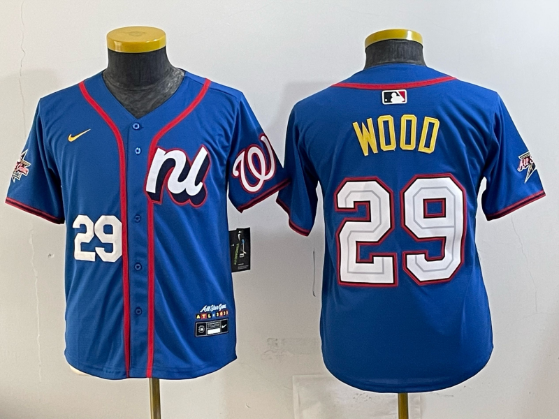 Youth Washington Nationals #29 Wood blue Nike MLB 2025 jersey 003